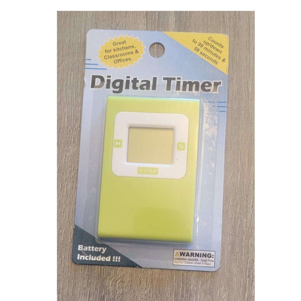 Momentum Brands Digital Timer Green/White Magnetic Stand Count Up/Down Alarm